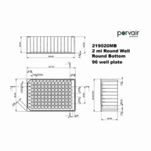 Porvair Sciences 96 Well Round 2 ml PP Deep Well Plate (Sterile) 219021MB