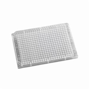 Porvair Sciences 384 Well 120 µl polystyrene, clear F bottom assay plate, TC treated, With Lid 221509