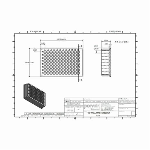 Porvair Sciences 96 Well Round 0.5 ml PP Deep Well Plate Microplate, 96 Well, 0.5ml, Round, U-Bottom 219007