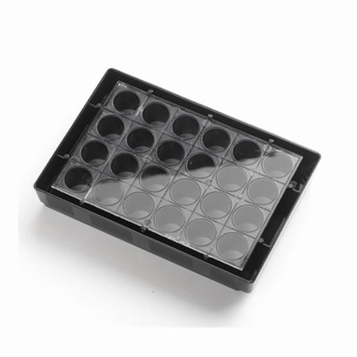 Porvair Sciences 24 Well,  Round, Black, Clear F-bottom, Polystyrene Assay Microplate 303008