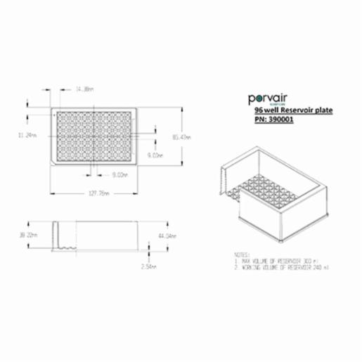 Porvair Sciences 300 ml  Reservoir plate: 96 V bottom 390001