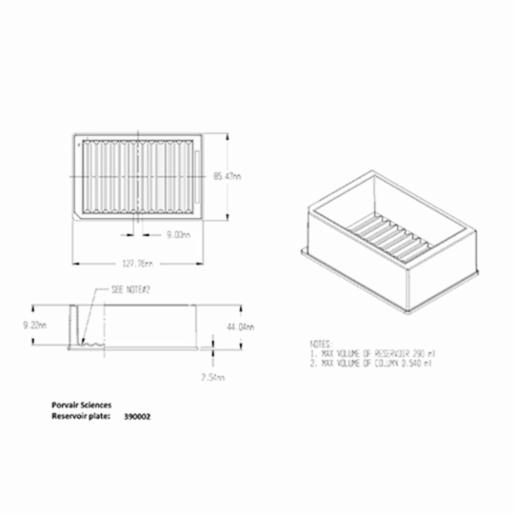 Porvair Sciences 290 ml  Reservoir plate: 12 Column V bottom 390002